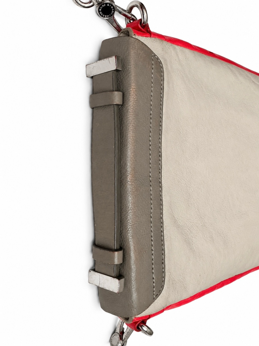 Marc by Marc Jacobs Two-Tone Leather Crossbody Bag Red Gray Cream Vintage Y2K - Picture 10 of 12